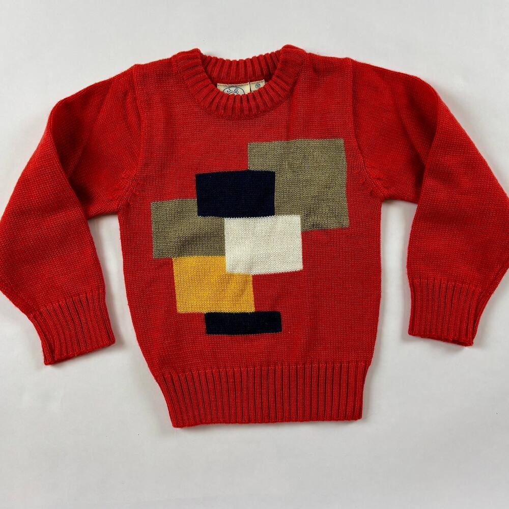 Vintage J.G. Hook Toddler Acrylic Crewneck Sweater Small 4T Abstract Retro 80s